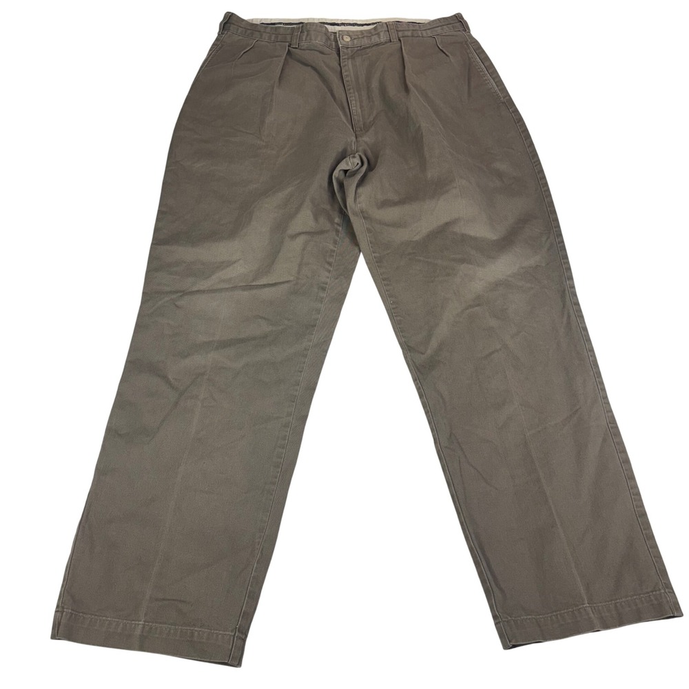 Polo Ralph Lauren Chino Pants 38x32 /30 Brown Double Pleated Straight Leg Cotton